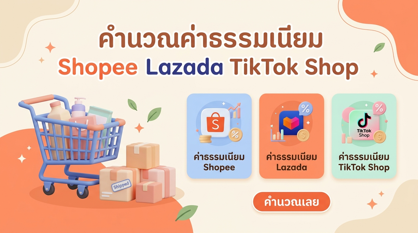 สรุปค่าธรรมเนียม Shopee, Lazada & TikTok Shop 2568-2569 พ่อค้าแม่ค้าออนไลน์หักเท่าไหร่ คำนวณกำไรที่แท้จริง